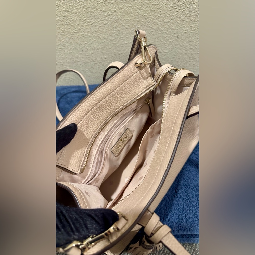 Kate Spade Rowe Medium Satchel Blush Pink Pebbled Leather with Crossbody Strap - Picture 4 of 9